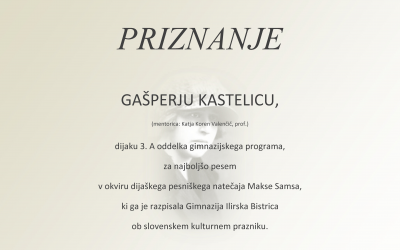Rezultati dijaškega pesniškega natečaja Makse Samsa