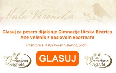Nagradni pesniški natečaj za srednješolce mala Veronika 2021 – GLASUJ ZA ANO VELENIK!